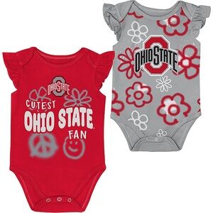 2 Piece Ohio State Buckeyes Scarlett and Gray Onesies